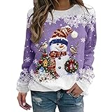 Weihnachtspullover Damen Langarmshirt, Pullover Weihnachten Damen...