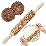Homefantasy Teigroller Nudelholz mit Muster,Präge Teigrolle aus Holz,3D...