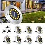 GREPRO Garten Solarleuchten für Außen 8 Stück, 12 LEDS Solar...