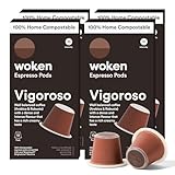 WOKEN COFFEE Kompostierbare Nespresso-Kapseln – Vigoroso dunkel...