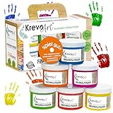 Krevo Art Fingermalfarben, Fingerfarben für Kinder, 6 leuchtkräftige und...