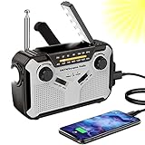 Solar Radio, AM/FM Tragbar Kurbelradio Dynamo Notfallradio mit 4000mAh...