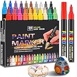 Acrylstifte für steine wasserfest,20 Farben Stifte,permanent Marker 3.0mm...