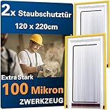 2 Stück ZWERKZEUG® 2x Staubschutztüren mit Reißverschluss 𝟏,𝟐𝟎...