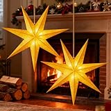 Weihnachtsstern 66 cm Papier, 3D Adventsstern zum Aufhängen für Fenster &...