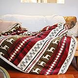 Catalonia Classy Sofadecke mit doppeltem Mikroplüsch-Sherpa-Fleece,...