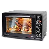 TurboTronic Minibackofen mit Umluft 45L schwarz 2000W, Drehspieß, Timer,...