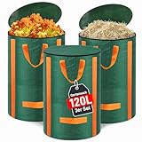 3x Gartenabfallsack stabil 120L - Selbststehend Gartensack Laubsack mit...