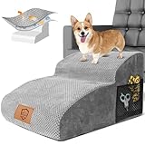 Hundetreppe für Kleine Hunde, HEVOL 2 Stufen Hunderampe, Erweiterte...