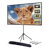 Beamer Leinwand mit Stativ, Tragbar Projektor Leinwand 90 Zoll, 16:9, 4K HD...