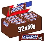 Snickers Schokoladen Großpackung, Karamell & Erdnuss Schokoriegel, 32 x...