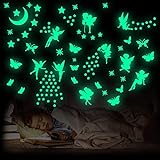 Yosemy Wandsticker Leuchtaufkleber Sticker Feen Schmetterling Leuchtsterne...