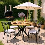 FURNISH 1 Couchtisch, rund, Retro, Eiche und Schwarz, für Terrasse,...