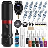 PFARRER Tattoo Maschine Set with 4 Modes 900mAh Akku LCD Digital 10Pcs...