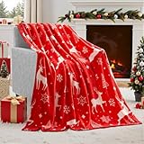 Joiedomi Rotes Rentier Weihnachtsdecke (130x150cm), Weiche Flanelldecke,...