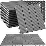tectake® WPC Holzfliesen, Holzoptik Fliesen wetterfest, Bodenbelag für...