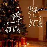Beleuchtet Rentier Weihnachtsdeko Mit Timer, 2 Stück 80 Warmweiß LED...