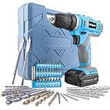 Hi-Spec 50-tlg. Akkubohrmaschinenset mit 12V Bohrer in Blau und den...