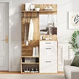 FAYICIC 100x38.5x190cm Garderoben-Set mit Spiegel, Schuhbank, Schuhschrank,...
