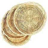4 PC handgewebter Flacher runder Obstkorb gewebte Lebensmittelaufbewahrung...