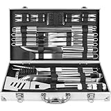 OUUTMEE 30pcs Grillset mit Aluminiumkoffer Edelstahl Grillbesteck...