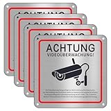 Videoüberwachung Schild, 4 Stück Privatgrundstück, 15x15cm Aluminium...