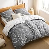 BEDSURE Bettwäsche 135x200 Baumwolle 4teilig - Bettwäsche-Sets Grau...