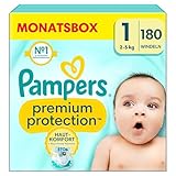 Pampers Baby Windeln Größe 1, Premium Protection, Windeln x180, 2kg-5kg,...