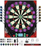 Mejasg Dartscheibe Elektronisch mit Deutsche Stimme, Beleuchteter...