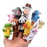 CHSYOO 10 x Klein Tierfiguren Fingerpuppe Samt Handpuppe, Plüschfigur...