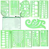 11 Stücke Schablonen Technisches Zeichnen, Kreisschablone, Zeichnungen...