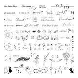 BHGT 6 Blätter 120+pcs Temporäre Tattoos zum Aufkleben Schriftzug auf...