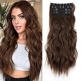 XFSRG 4 Stück Clip Haarverlängerungen Gewellt 55cm Haarteil Extensions...