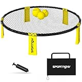 SPORTNOW Roundnet Set Spikeball Set mit 3 Bällen Spielnetz Ballpumpe...