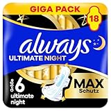 Always Damenbinden Ultimate Night (Größe 6) Mit Flügeln 18 Stück, Super...