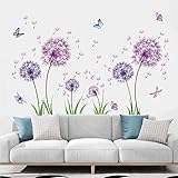 TOARTI 54 Pcs Groß Wandtattoo Löwenzahn,Lila Wandsticker für...