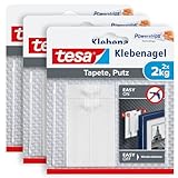 tesa Klebenagel für Tapeten und Putz 2kg im 3er Pack - Selbstklebende...