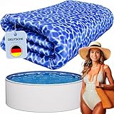 poolomio® Poolinnenfolie blau Marmor für Rundbecken 360 x 110 cm | 0,35...