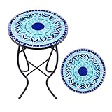 VONLUCE Mosaik Beistelltisch Runder Retro Mosaiktisch Metalltisch...