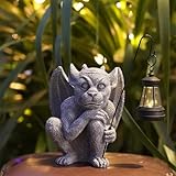 Tuzsocr Solar Gargoyle Gartenstatuen - Wasserspeier-Figur mit LED Solar...