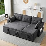 OPODEE Schlafsofa L-Form mit Bettfunktion & Stauraum, Ecksofa Ausziehbar...