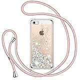 TUUT Handykette für iPhone 5/5S/SE 2016 Hülle mit Band, Glitzer Treibsand...