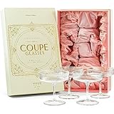 GLASSIQUE CADEAU Vintage Art Deco Gerippte Coupe Gläser | 4er Set | 200 ml...