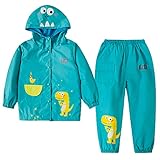 LZH Jungen Regenmantel Kinder Wasserdichte Mit Kapuze Mädchen, Jacke Hosen...