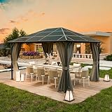 UDPATIO 3x4 m Pavillon Polycarbonat mit Vorhängen, Wetterbeständige...