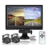 CAMECHO Rückfahrvideosystem mit Dual Rückfahrkamera,7 Zoll Monitor 2...