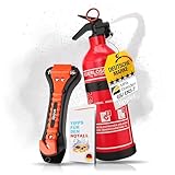 Feuerlöscher Auto 1kg + Nothammer Auto mit Gurtschneider [INKL....