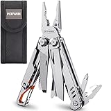 PERWIN Multitool, 13-in-1 Multitool Zange mit Karabiner, Professionelles...