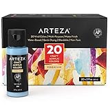 ARTEZA Acrylfarben Set, 60ml Flaschen, 20er-Set, wasserbasiert, mattes...