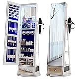 FREDEES Schmuckschrank mit Spiegel, 360° Drehbarer Schmuckschrank mit...